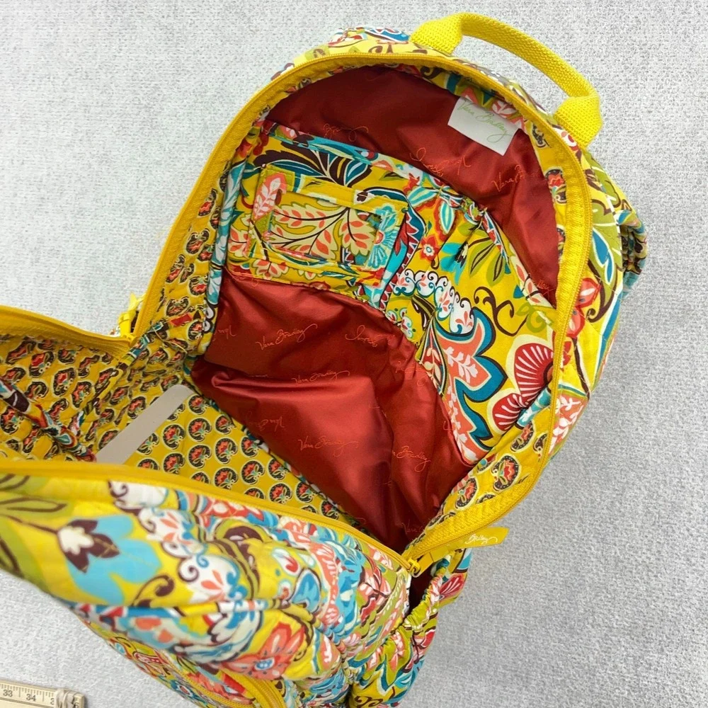 VERA BRADLEY Backpack Provencal Yellow Floral Paisley Colorful Quilted